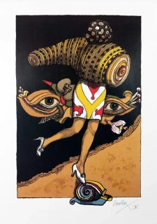 Liesler Josef – Mušle v pohybu, původní barevná litografie, 1996
