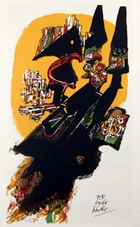 Liesler Josef – Polibek, PF 1966, původní barevná litografie, 1966
