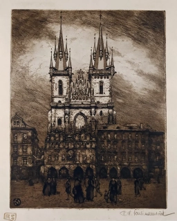 Schlindenbuch Rudolf Herbert – Praha, Týnský chrám, původní lept, ca 1910