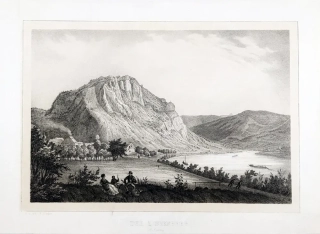 Kozí vrch u obce Povrly – Bürger Robert, původní tónovaná litografie, prodej, 1845