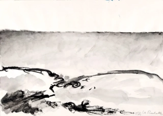 Karlíková Olga – La Rochelle, malba tuší, nedatováno