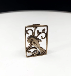 Stříbrná art deco brož – s motivem ptáčka
