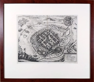 Plzeň – celkový pohled na město, M. Merian, původní mědiryt, 1650