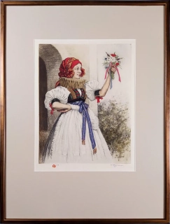 Šimon Tavík František – Hanácké děvče, barevný lept s akvatintou,  1932