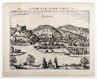 Bratislava – pohled na město, Petrus Bertius, původní mědiryt, 1616
