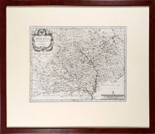 Morava – Komenského mapa Moravy, Matthäus Merian, původní mědiryt, 1640