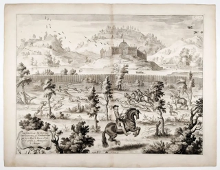 Vorsterman Lucas – Diepenbeke Abraham, Anglická jezdecká škola, předleptaný mědiryt, 1658