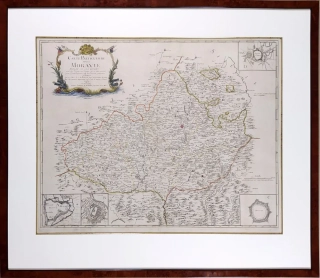 Morava – Johann Christoph Müller, L. G. Le Rouge, staře kolorovaný původní mědiryt, 1742