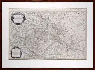 Čechy, Morava, Slezsko a Lužice – N. Sanson, staře kolorovaný původní mědiryt, 1685