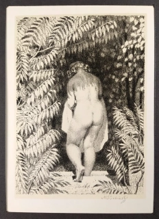 Švabinský Max – Žena sestupující do bazénu II, původní litografie s podtiskem, 1952