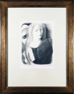 Jiřincová Ludmila – Dívka s vějířem, původní litografie, 1940