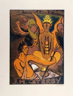 Váchal Josef – Ex libris J. H. Štěrby, Belial, č. 268, barevný dřevoryt, 1929