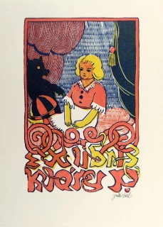 Váchal Josef – Ex libris Kláry P., Přibilové, barevný dřevoryt, 1911
