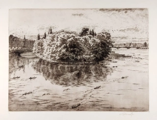Silovský Vladimír – Slovanský ostrov v Praze, původní lept, ca 1930