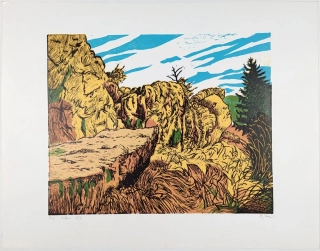 Sýkora Ladislav – Na Ecku, Šumava, barevný linoryt, číslováno 6/6, nedatováno