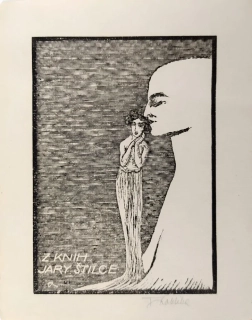 Kobliha František – Z knih Jary Štilce, Ex libris, původní dřevoryt, nedatováno