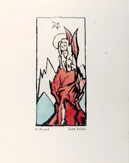 Reynek Bohuslav – Svatá Eulalie, ručně kolorovaná zinkografie, 1915