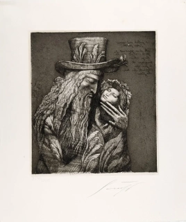 Fuchs Ernst – Jakob und Joseph, původní lept na ručním papíře, 1976