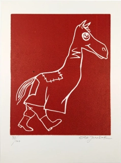 Janeček Ota – Masopustní maska, původní linoryt, č. 33/100, nedatováno