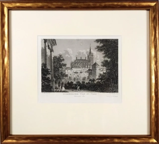 Praha – Chrám sv. Víta od Míčovny, Vincenc Morstadt, předleptaný oceloryt, 1835