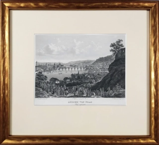 Praha – Praha z Letné, Vincenc Morstadt, J. Axmann, předleptaný oceloryt, 1835