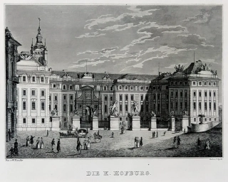 Praha – Pražský hrad, původní oceloryt, 1836