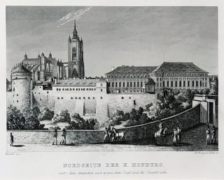 Praha – Pražský hrad, původní oceloryt, 1836