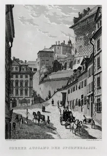 Praha – Nerudova ulice, původní oceloryt, 1836