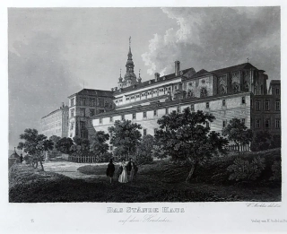Praha – Chrám sv. Víta na Hradčanech, Vincenc Morstadt, V. Merklas, oceloryt, 1835