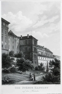 Praha –  Hradčany, Vincenc Morstadt, C. Würbs, předleptaný oceloryt, 1852