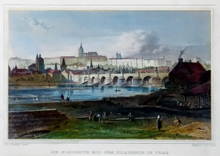 Praha – Malá Strana a Hradčany, Johann Poppel, Ludwig Lange, oceloryt, ca 1840