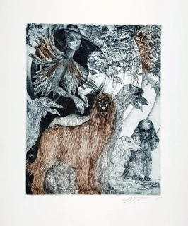 Čápová Hana – Září přeje toulkám, barevný lept, 1999