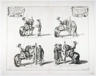 Vorsterman Lucas – Diepenbeke Abraham, Anglická jezdecká škola, předleptaný mědiryt, 1658