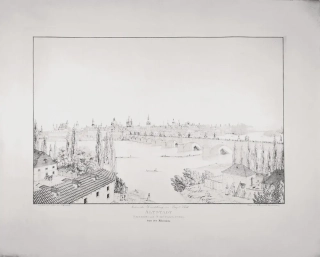 Praha – Staré Město Pražské, Barvířský a Střelecký ostrov, Vincenc Morstadt,  pův. lept, ca 1828