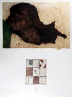 Janssen Horst – Katze Lydia, tužkou signovaný ofset, 1991