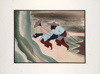 Peking, Jung Pao Chai  –  Jeskynní malba v Dunhuang / Tun-chuang, barevný dřevořez, 1952