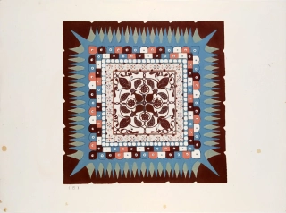 Peking, Jung Pao Chai  –  Jeskynní malba v Dunhuang / Tun-chuang, barevný dřevořez, 1952
