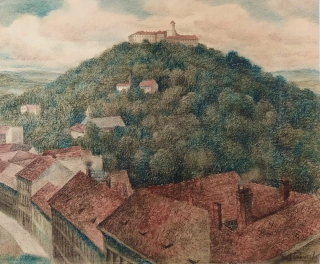 Zamazal Josef – Hrad Špilberk, Brno, suchý pastel, velký formát, nedatováno