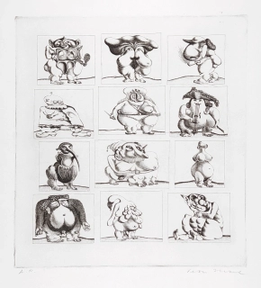 Herel Petr – Borges serie, zrnkový lept, autorský tisk, ca 1968