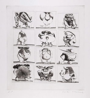 Herel Petr – Borges serie, zrnkový lept, autorský tisk, ca 1968