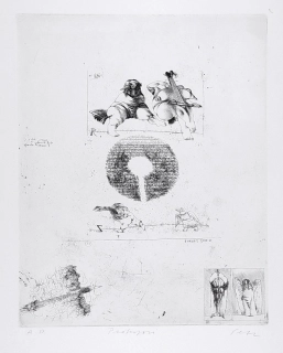 Herel Petr – Borges serie, zrnkový lept, autorský tisk, ca 1968