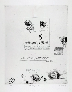 Herel Petr – Borges serie, zrnkový lept, autorský tisk, ca 1968