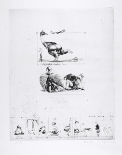 Herel Petr – Borges serie, zrnkový lept, autorský tisk, ca 1968