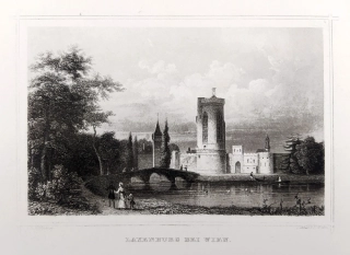 Laxenburg – E. Willmann, původní oceloryt, ca 1840