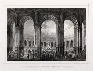 Vídeň – Pfarrkirche Maria Rotunda, C. Rorich & J. M. Kolb, původní oceloryt, ca 1840