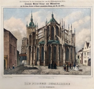 Praha – Katedrála sv. Víta, K. Würbs, staře kolorovaná litografie, 1877