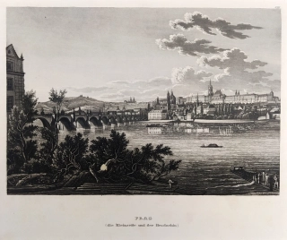 Praha – Malá Strana a Hradčany, původní oceloryt, ca 1840