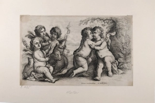 Hollar Václav – Ježíšek, sv. Jan Křtitel a cherubové, podle Pietera van Avonta, Parthey 495, původní lept, 1646