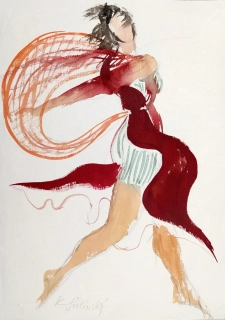 Svolinský Karel – Zima, temperou kolorovaná kresba, ca 1960