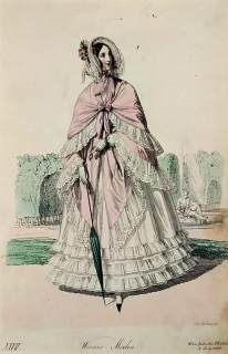 Vídeňská dámská móda – Wiener Moden XXVII., Fr. X. Stöber, původní kolorovaný oceloryt, 1840